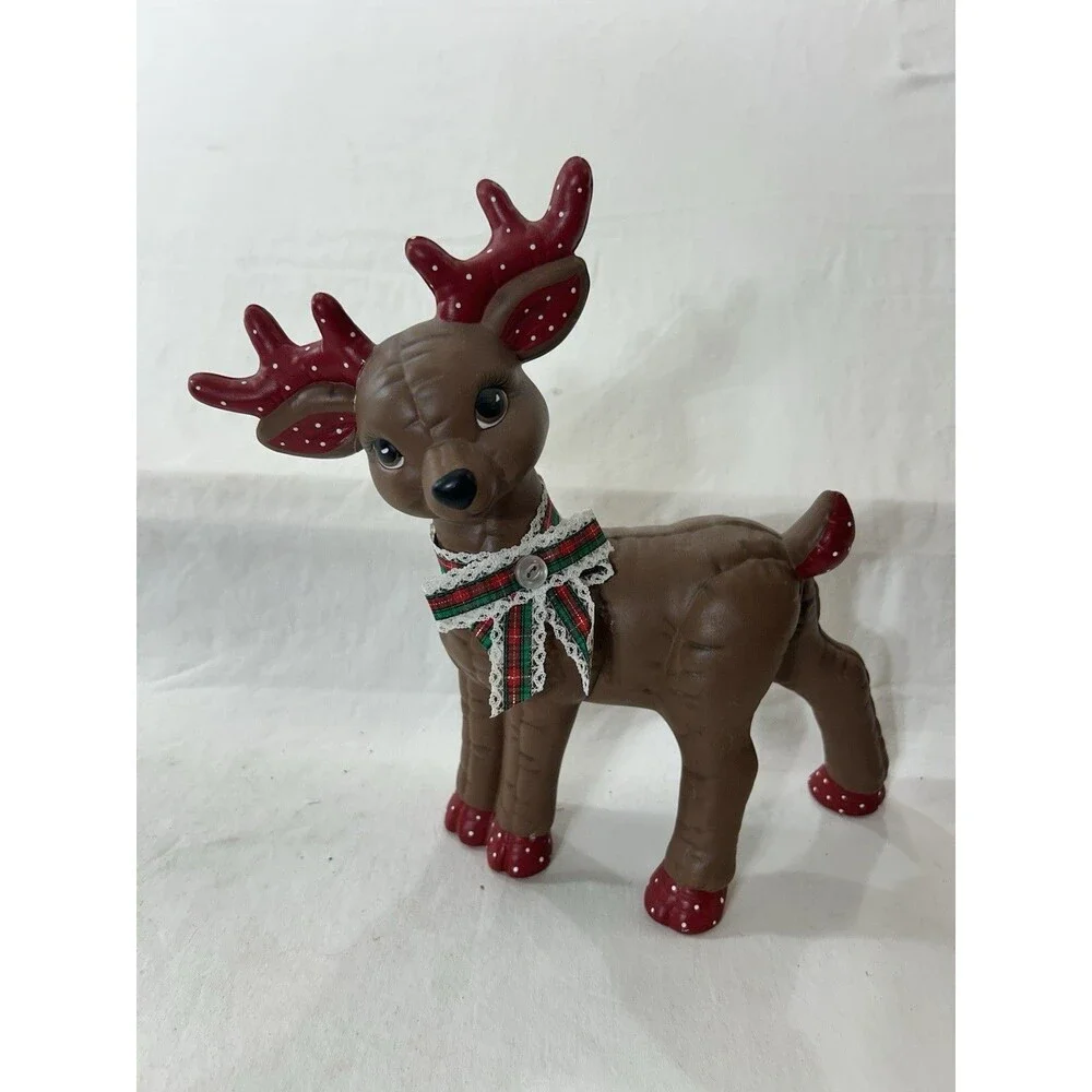 Vintage Kimple Ceramic Mold Christmas Reindeer Figurine Hand-Painted 10.5